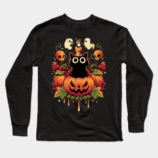 Halloween Candle Trick - Autumn Cat Long Sleeve T-Shirt